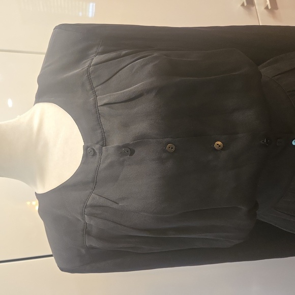 100% Silk Button Down Midi Shirt Dress Black Size 6 Womens - Picture 2 of 9
